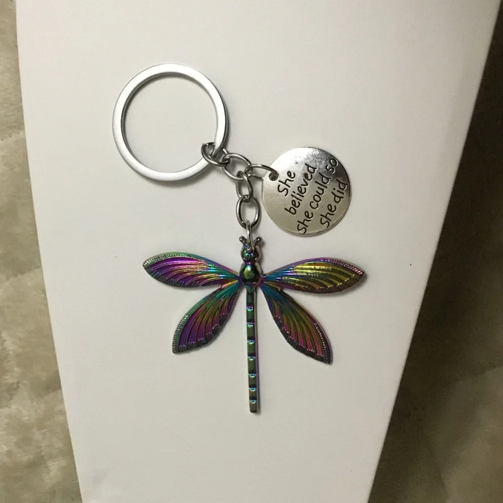 She Believed She Could So She Did Dragonfly Key Ring Accessory